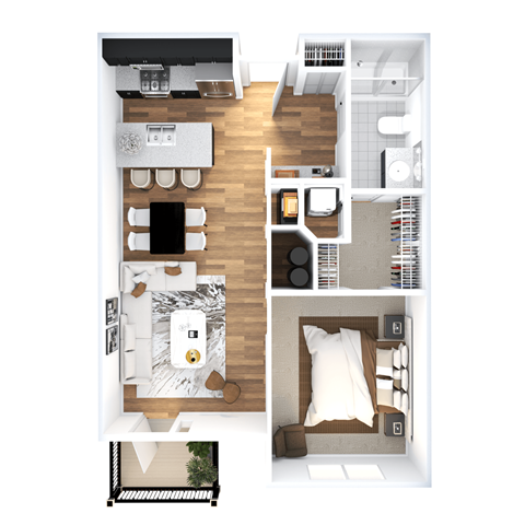 Floor plan for 1 bed, 1 bath, 850 sqft